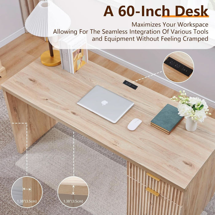 60Inch Handcrafted Executive Desk With Generous Storage