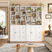 Bookshelf with 2 Doors and 3 Drawers, 71" Storage Bookcase, White
