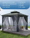 10'X10' Hardtop Gazebo with Curtains and Netting, Galvanized Aluminum Double Layer Iron Roof Weather Resistant, Spacious, Easy Assembly, Patio Gazebo for Patio, Garden and Lawn