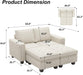 Velvet Modular Sectional Sofa Couch with Storage Convertible Sectional Sleeper Sofa Couch Bed Set with Reversible Chaise Beige