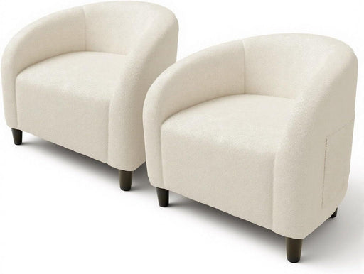 Beige Boucle Barrel Armchairs For Contemporary Living