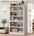 White Durable Five Tier 71Inch Adjustable Bookcase
