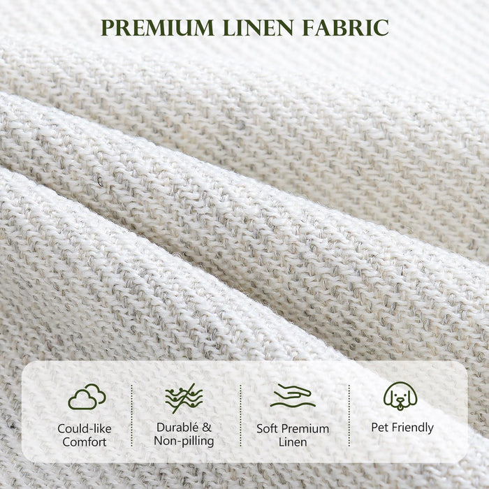 47" W Oversized Accent Chair Set of 2, Linen Fabric Modern Armchair, Washable Covers, Comfy Upholstered Large Chair Armchair Sofa Chair Reading Chair for Living Room Bedroom Office, Ivory