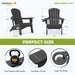Adirondack Chair, HDPE Folding Outdoor Chair, Black