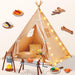 Teepee Tent for Kids with BBQ Pretend Play Toys, Spacious 60” Kids Play Tent Indoor & Outdoor, Foldable Playhouse with Mat & Star Lights, Washable Camping Toys Gift for Boys & Girls Ages 3–8
