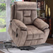 Oversized Electric Massage Lift Chair, Large Power Lift Recliner with Heat Therapy, Fabric Reclining Sofa with Remote, Hidden Cup Holder and Side Pocket for Elderly Seniors, Antique Brown