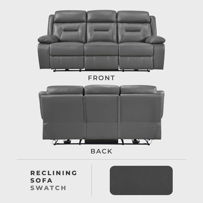 Power Double Recliner Sofa, Top Grain Leather Match Reclining Sofa with Pillow Top Armrests, Home Theater Seating, Wall Hugger Recliner Couch with USB Port, 87" W, Dark Gray