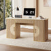 60" Fluted Computer Desk, Wooden Long Home Office Writing Desk with Drawer & Storage Cabinet, Modern Writing Table with Charging Station, High Executive Desk for Office，Bedroom, Nature Oak