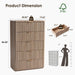 46"W Fluted 5 Drawer Bedroom Dresser, with Faux Marble Top,Natural Oak