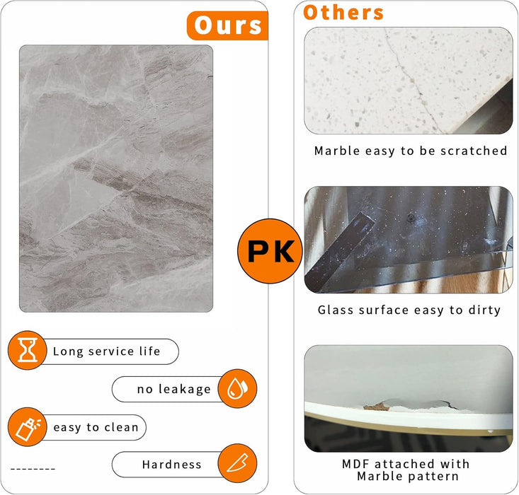 Square Kitchen Dining Table: Sintered Stone Dining Room Table Modern Coffee Table Marble Table with Stable Metal for Kitchen Living Room Office Patio Seaside, 31.5X31.5X29.92 Inch