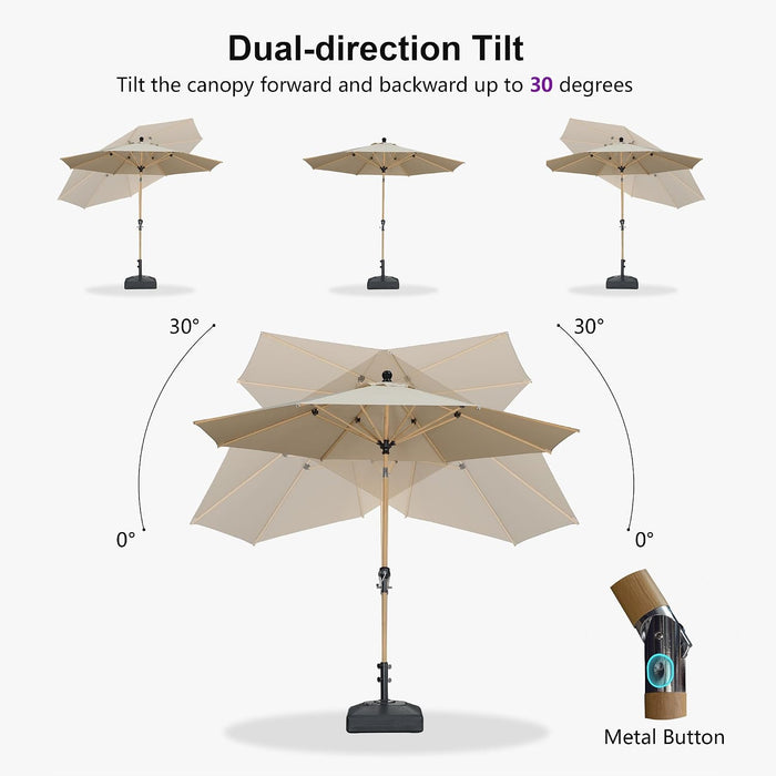 Patio Umbrella 10Ft Market Table round Push Button Tilt, Beige