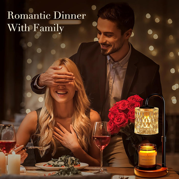 Dimmable Candle Warmer Lamp with Timer, Height Adjustable Electric Candle Wax Warmer, Christmas Birthday Gifts for Women Mom, House Warming Gifts New Home Room Decor, Walnut Solid Wood Base