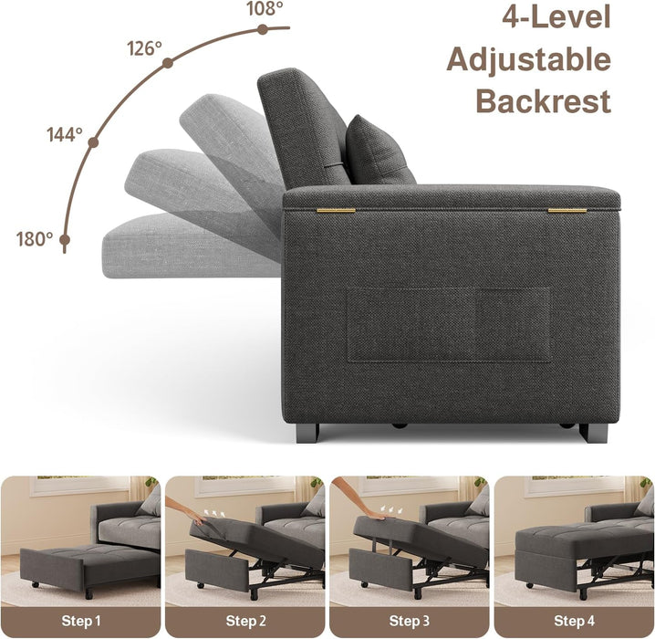 87 Inch Convertible Sofa Bed With AdjustableBackrest