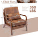 Mid Century Modern Accent Chair Set of 2 Living Room- Comfy Solid Wood Arm Chair with Lumber Pillow Lounge Decorative Brown Leather Office Side Chair Bedroom Reading Nook Sillas De Sala Microfiber