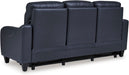 Mercomatic Contemporary Leather Match Wall Hugger Power Reclining Sofa with Adjustable Headrest and USB Ports, Blue