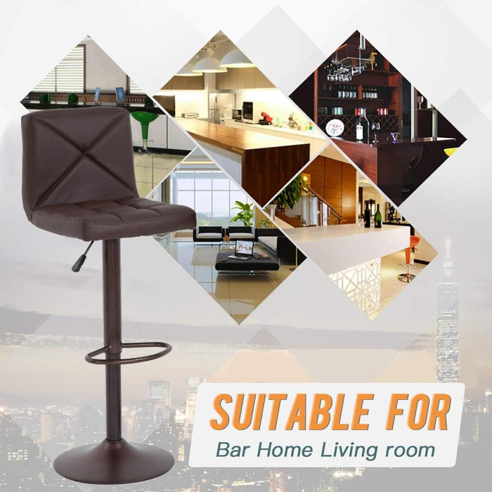 Counter Height Bar Stools Set of 2 PU Leather Modern Height Adjustable Swivel Barstools Hydraulic Chair Bar Stools