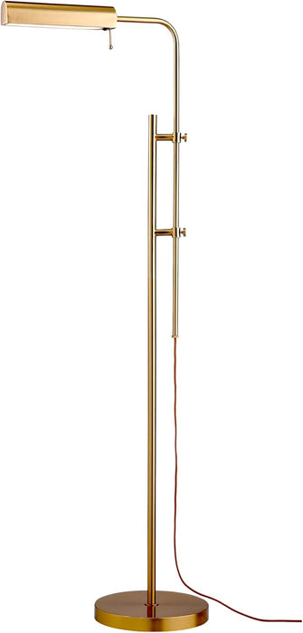 Cedric Adjustable Pharmacy Floor Lamp - Industrial Design for Reading, Crafting, Work - 10W LED, Height 45-61 Inches - Ideal for Living Room, Bedside, Office - Antique Brass (Gold)