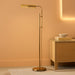 Cedric Adjustable Pharmacy Floor Lamp - Industrial Design for Reading, Crafting, Work - 10W LED, Height 45-61 Inches - Ideal for Living Room, Bedside, Office - Antique Brass (Gold)