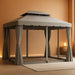 10' X 13' Patio Gazebo, Outdoor Gazebo Canopy Shelter with Netting and Curtains, Aluminum Frame for Garden, Lawn, Backyard and Deck, Gray