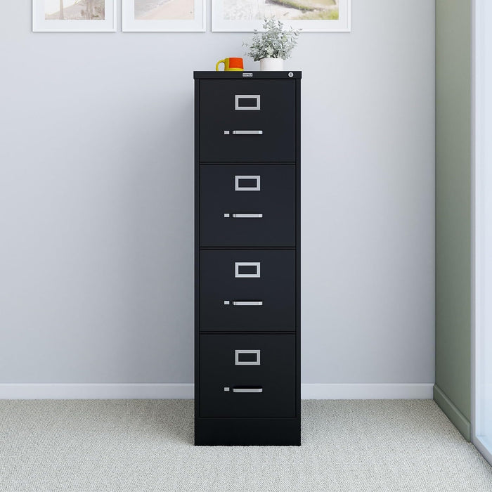 4-Drawer Vertical File Cabinet, Letter, Lockable, Black