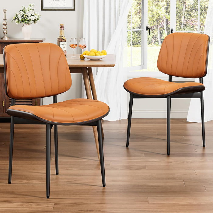 Dining Chairs Set of 2, Mid-Century Modern Kitchen Chairs, Orange