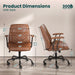 Leather Office Desk Chair with Rubber Casters for Home (Brown)