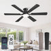 52 Inch Ceiling Fan with Lights, APP & Remote Control, Flush Mount Low Profile Black Ceiling Fan, 3000-6000K Dimmable LED, Quiet Reversible Motor, 6 Blades, 6 Speeds, for Bedroom Living Room