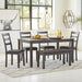 Bridson Modern 6 Piece Dining Set, Includes Dining Table, 4 Chairs & Bench, Gray