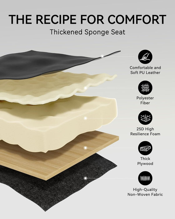 Dining Chairs Set of 2, Upholstered Kitchen Chairs with Faux Leather Cushion Seat and Metal Legs, Mid Century Modern Dining Room Chair for Kitchen, Living Room, Easy Assembly, Black