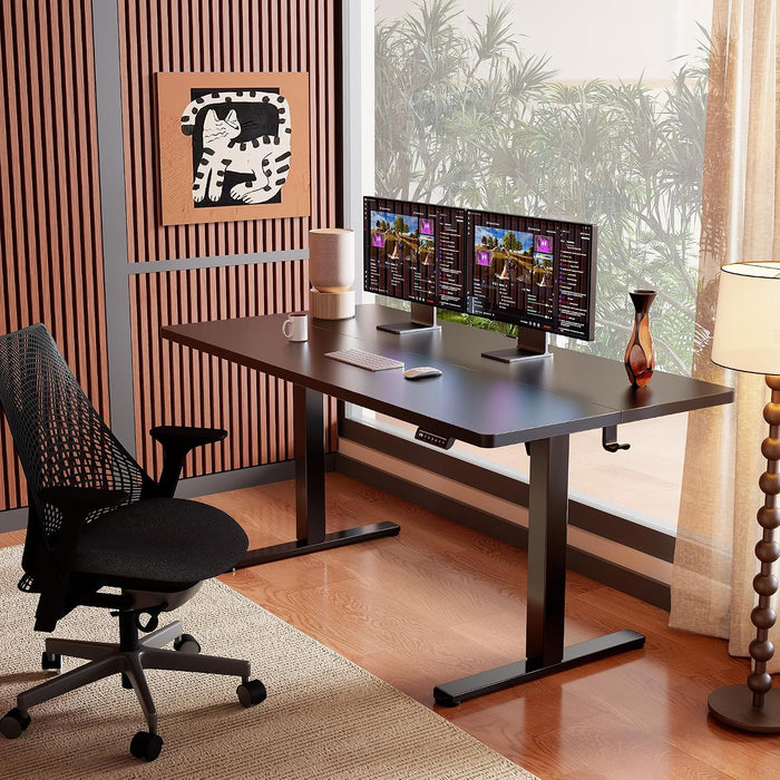 Height Adjustable Electric Standing Desk, 63 X 28 Inches Sit Stand up Desk, Memory Computer Home Office Desk, Black