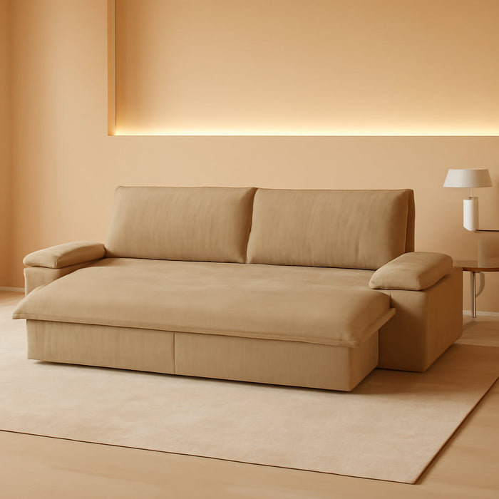 Queen Size Premium Convertible Sofabed Camel Corduroy