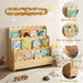 3-Tier Solid Pine Wood Scalloped Bookshelf, Natural | Montessori Bookshelf, Wooden Book Shelf Organizer, Display Furniture, for Playroom, Nursery and Classroom