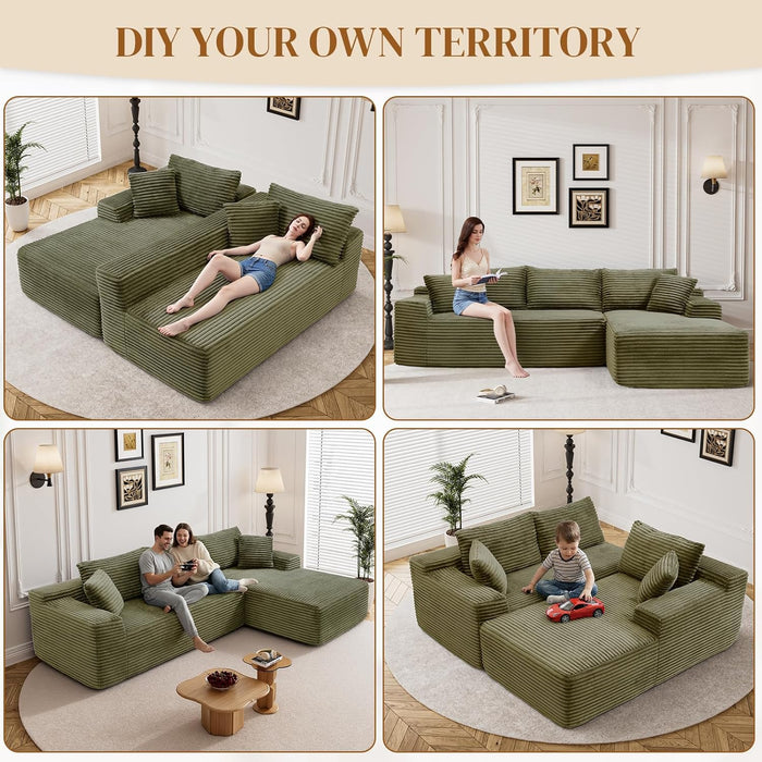 95 Inch Boneless Cloudlike Sectional Sofa MemoryFoam