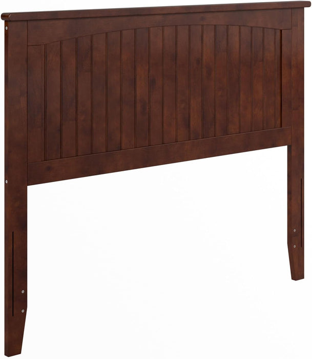 , Nantucket Full Solid Wood Panel Headboard with Attachable Charger, Walnut