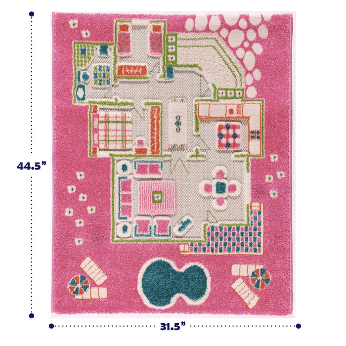 Vibrant Pink 3D TexturedDurable Play Rug 31.5x44.5Inches