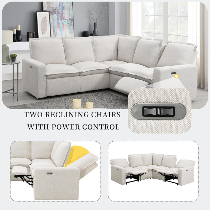 Symmetrical Power Reclining Sectional Sofa L-Shaped