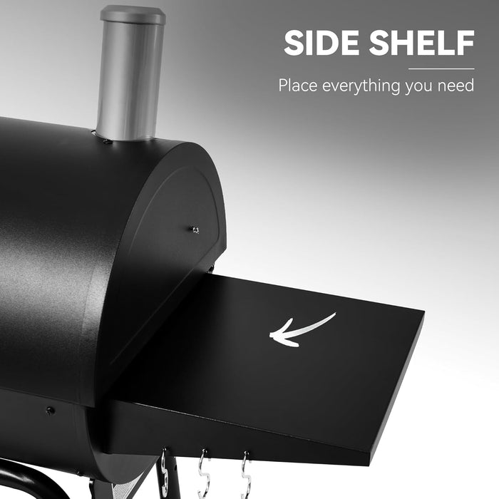 CC1830M 30 Inch Barrel Charcoal Grill with Offset Smoker & Warming Rack, Outdoor BBQ Grill with 811 Sq. In. Grilling Space for Backyard, Patio and Parties, Black