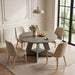 47.24"-63" Extendable round Dining Table for 4-6, Expandable round to Oval Kitchen Dining Table with Hidden Extension Leaf, Storage Shelf, Modern Wood Dining Room Table for Home & Apartment