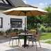 10Ft 3-Tier Patio Umbrella, Outdoor Table Umbrella with Vents, Easy Crank and Push Button Tilt, Market Umbrella with 8 Sturdy Ribs for Pool, Deck, Yard, Garden -Tan