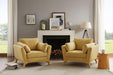 Large-Sized Accent Chair, Thick Cushion Bedroom Reading Chair, Comfortable Living Room Single Sofa, Linen Yellow