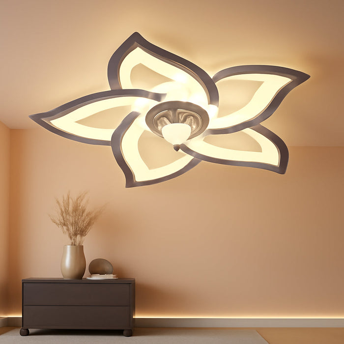 Flush Mount Ceiling Fan with Lights, 24" White ,Remote Control, 6 Speeds 3 Light Color Low Profile Ceiling Fan for Kitchen