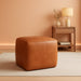 Ellis Faux Leather Pouf Ottoman Foot Rest, Square PU Pouffe Ottoman Footstool, Living Room Sofa Couch Extra Seat, Modern Coffee Table for Home Office Bedroom, Tan Brown