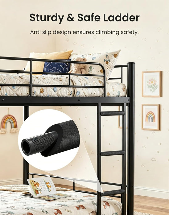 Black FullOverFull Metal BunkBed DetachableRails HeavyDuty