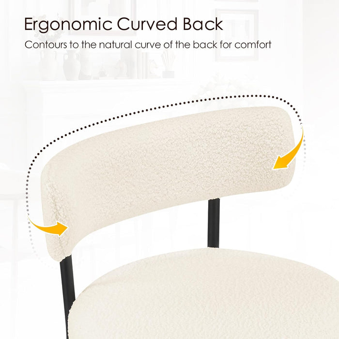 28'' Bar Stools Set of 3, Modern Boucle Counter Height Bar Stools with Ergonomic Curved Back, Upholstered Kitchen Stools, Barstools for Kitchen Island, Bar, Cafe, White
