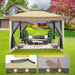 12X12Ft Outdoor Gazebo Pop up Gazebo with Mosquito Netting, Instant Patio Canopy Tent for Shade and Rain, 2 Tiered Vente Gazebo Canopy UPF 50+ for Garden Backyard with Carry Bag&4 Sandbags