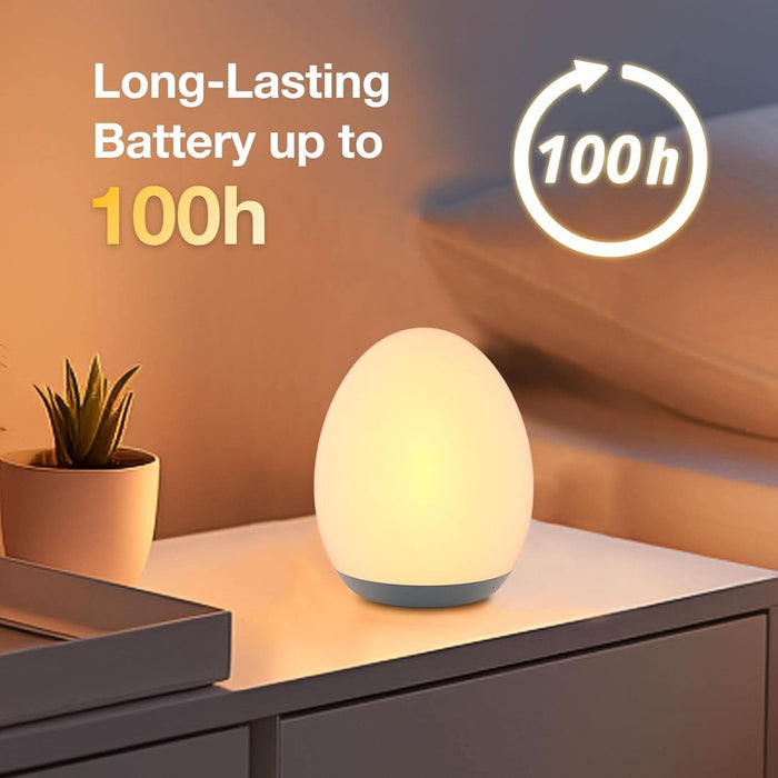 Night Light for Kids, Baby Egg Light with 7 Colors Changing Mode & Stepless Dimming, Nursery Night Lamp BPA Free,Rechargeable Egg Night Light for Breastfeeding 1H Timer & Touch Control, Wood