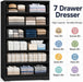 47.3" Tall Dresser with Charging Station Wooden 7 Drawer Dressers for Bedroom Chest of Drawers with Sliding Rails for Home Office Entryway Black