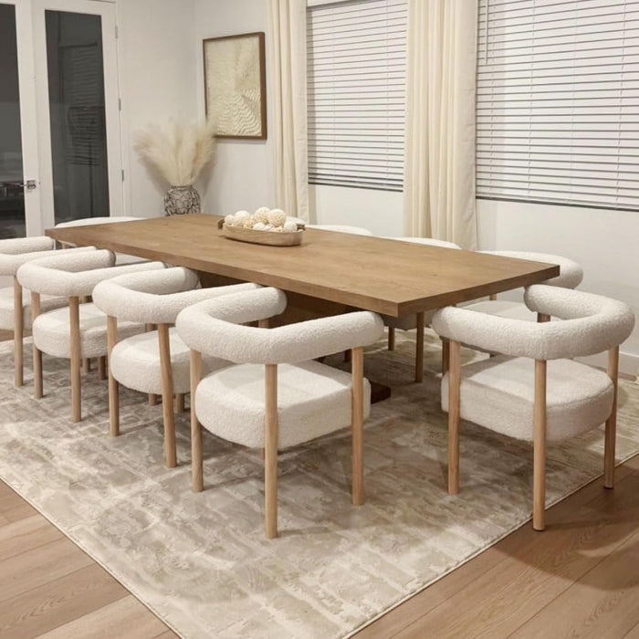 Mid Century Modern Barrel Dining Chairs Set of 2, Upholstered Kitchen & Dining Room Chairs with Arms, 21.75" Wide Faux Sherpa Boucle Accent Chairs Side Chairs for Kitchen Living Room Bedroom, White