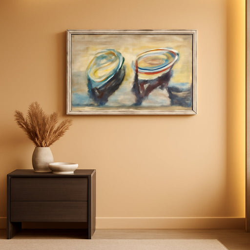 Nautical Boats Framed Wall Art: Beach Sailing Boat Painted Sea Canoe Picture Lake Painting Abstract Sail Artwork Seaside Rowboat Picture Decor for Living Room Bedroom