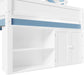 WhiteBlue Full Size Loft Bed WithIntegratedStorage